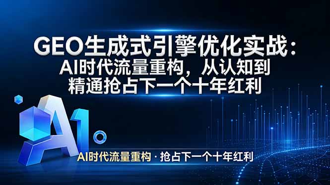 GEO 生成式引擎优化实战：AI时代流量重构，从认知到精通抢占下一个十年红利-董叔项目网