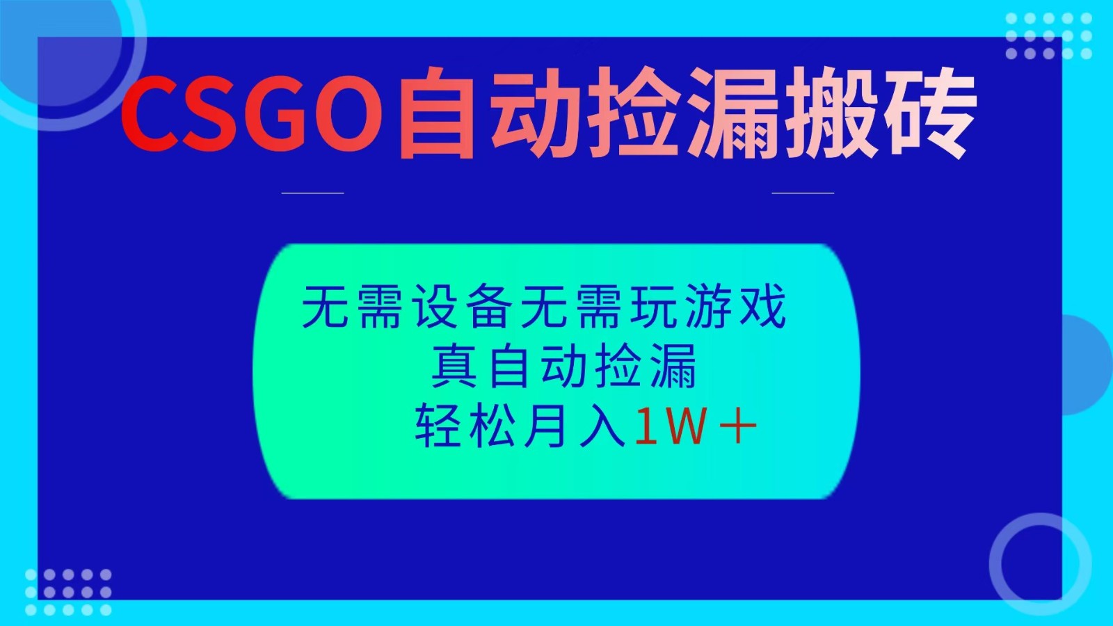 CSGO自动捡漏搬砖，当天操作当天见结果，无需了解游戏，包教包会包落地-董叔项目网