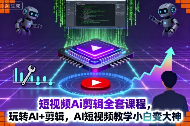 短视频Ai剪辑全套课程，玩转AI+剪辑，AI短视频教学小白变大神-董叔项目网