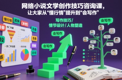 网络小说文学创作技巧咨询课,让大家从“懂行情”提升到”会写作”的高度-董叔项目网