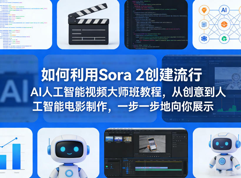 如何利用Sora 2创建流行AI人工智能视频大师班教程，从创意到人工智能电影制作，一步一步地向你展示-董叔项目网