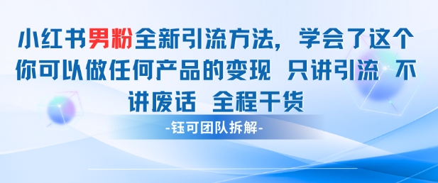 小红书男粉引流 学会了这个变现很容易,不讲废话全程针对男人的打法 全程干货-董叔项目网