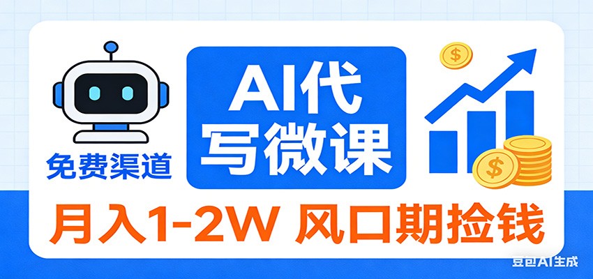 2026告别打工！AI 代写微课，提供免费渠道，月入 1-2W 风口期捡钱-董叔项目网