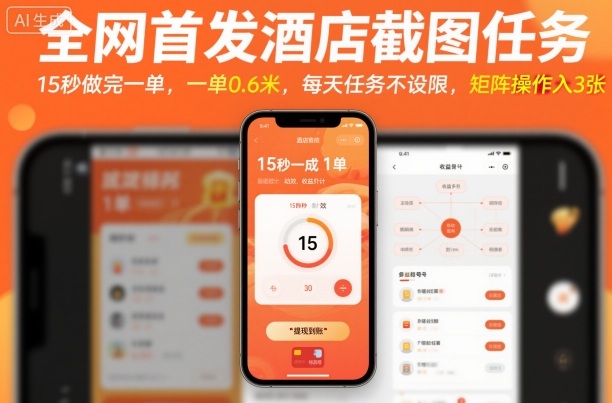全网首发酒店截图任务，15秒做完一单，一单0.6米，每天任务不设限，矩阵操作日入3张【揭秘】-董叔项目网