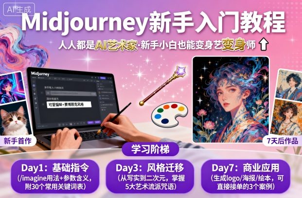 midjourney新手入门教程：人人都是AI艺术家，新手小白也能变身艺术大师-董叔项目网
