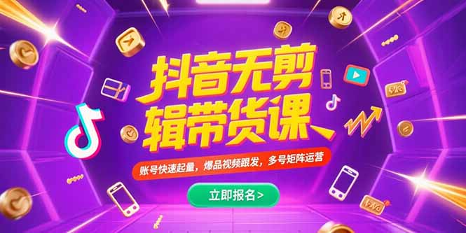 抖音不剪辑带货课，账号快速起量，爆品视频跟发，多号矩阵运营-董叔项目网