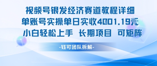 视频号银发经济赛道单账号实操单日实收1k+，小白轻松上手长期项目-董叔项目网
