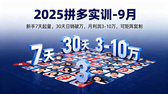 2025拼多多实训-9月：新手7天起量,30天日销破万,月利润3-10万,可矩阵复制-董叔项目网