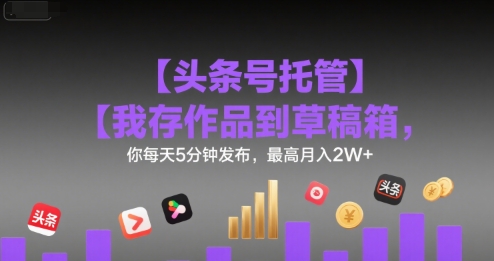 【头条号托管 】我存作品到草稿箱,你每天5分钟发布,最高月入2W+【揭秘】-董叔项目网