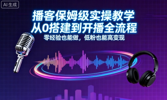 播客保姆级实操教学，从0搭建到开播全流程，零经验也能做，低粉也能高变现-董叔项目网