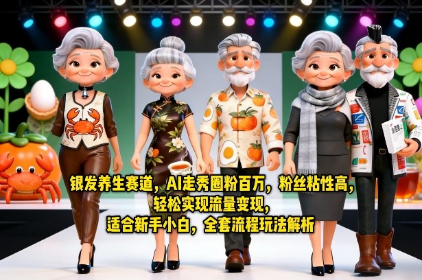 银发养生赛道，AI走秀圈粉百万，粉丝粘性高，轻松实现流量变现，适合新手小白，全套流程玩法解析-董叔项目网