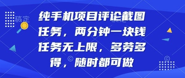 纯手机项目评论截图任务,两分钟一块钱多劳多得,随时随地都能做【揭秘】-董叔项目网