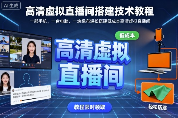 高清虚拟直播间搭建技术教程，一部手机、一台电脑、一块绿布轻松搭建低成本高清虚拟直播间-董叔项目网