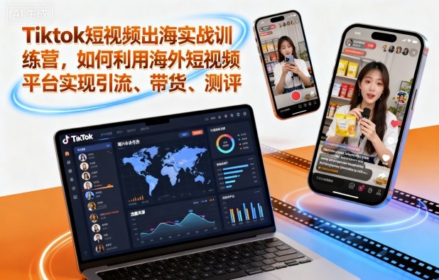Tiktok短视频出海实战训练营，如何利用海外短视频平台实现引流、带货、测评-董叔项目网