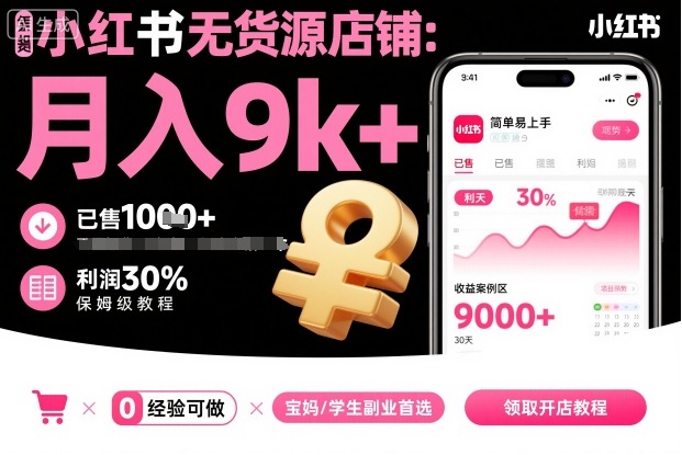 小红书无货源店铺项目，简单易上手，月入9k+，保姆级教程-董叔项目网
