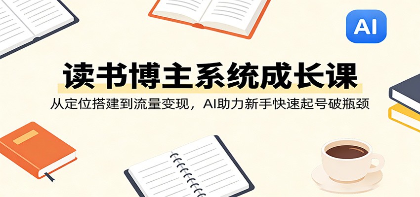 读书博主系统成长课：从定位搭建到流量变现，AI助力新手快速起号破瓶颈-董叔项目网