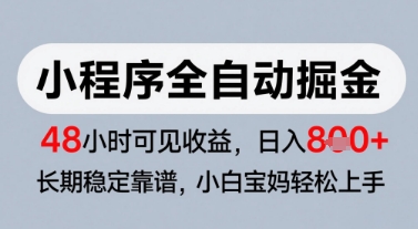 微信小程序全自动掘金，快速见收益，长期稳定靠谱，零基础友好，日入8张【揭秘】-董叔项目网