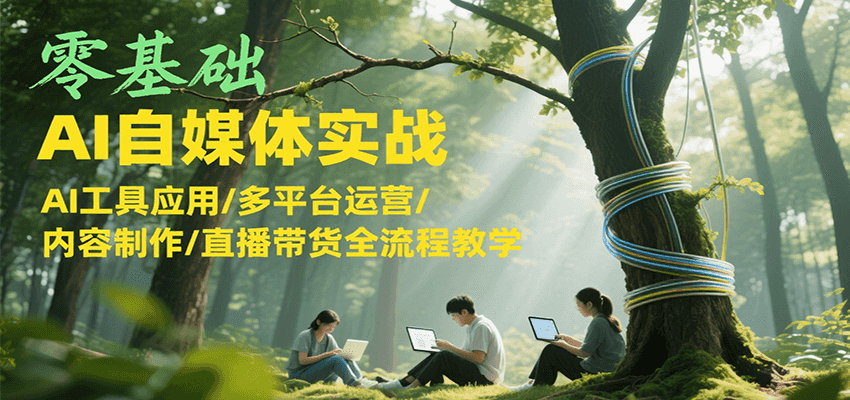 零基础AI自媒体实战，AI工具应用/多平台运营/内容制作/直播带货全流程教学-董叔项目网