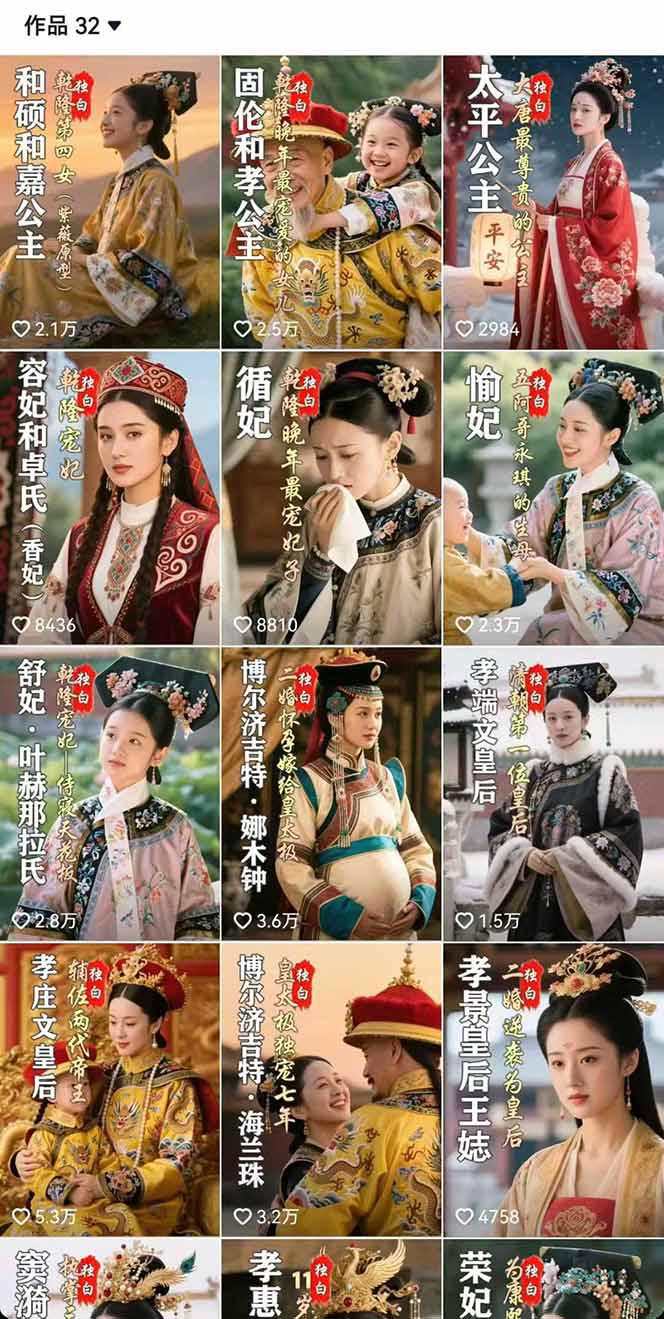 历史女性人物创作课：独白文案+AI克隆+蒙版剪辑，3个月涨粉22w+副业月入3w-董叔项目网