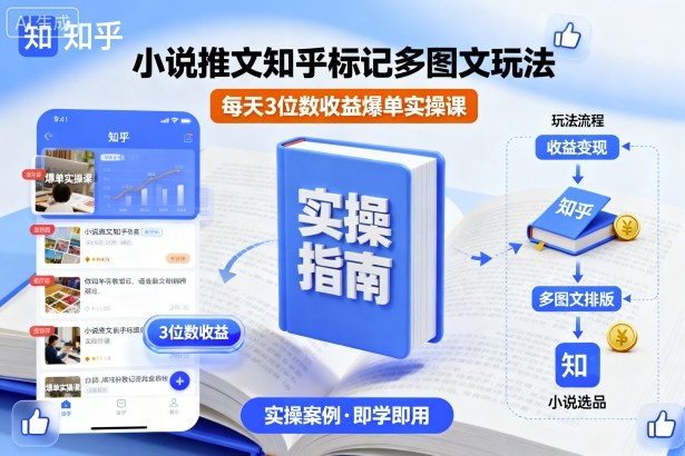 小说推文知乎标记多图文玩法，每天3位数收益爆单实操课-董叔项目网