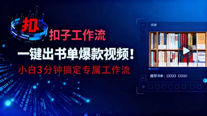 利用扣子工作流一键生成书单爆款视频,小白三分钟搞定专属工作流-董叔项目网