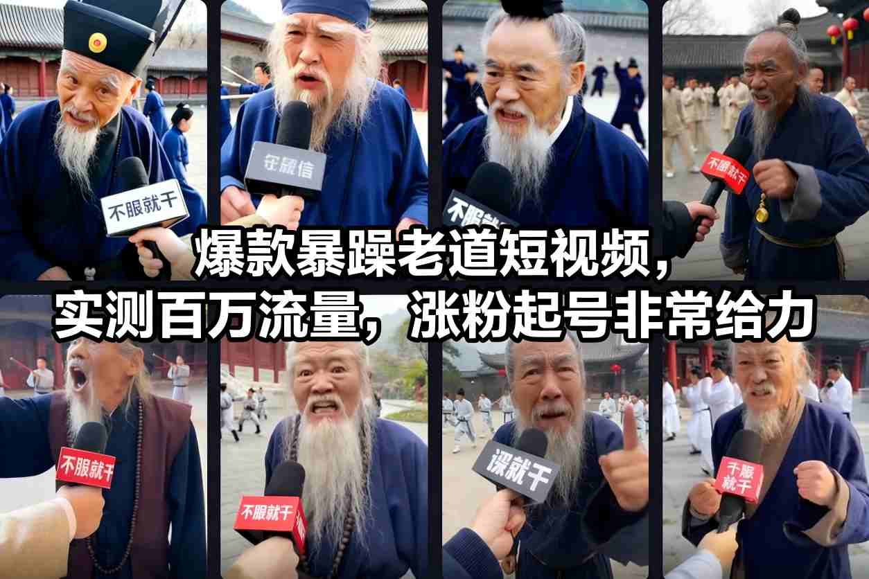 爆款暴躁老道短视频，实测百万流量，涨粉起号非常给力-董叔项目网