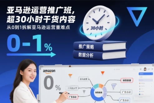 亚马逊运营推广班,超30小时干货内容,从0到1拆解亚马逊运营重难点-董叔项目网