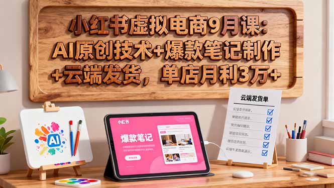 小红书虚拟电商9月课：AI原创技术+爆款笔记制作+云端发货，单店月利3万+-董叔项目网