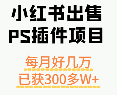 小红书出售PS插件项目,每月都收入好几万,长期操作已获利300多W+-董叔项目网