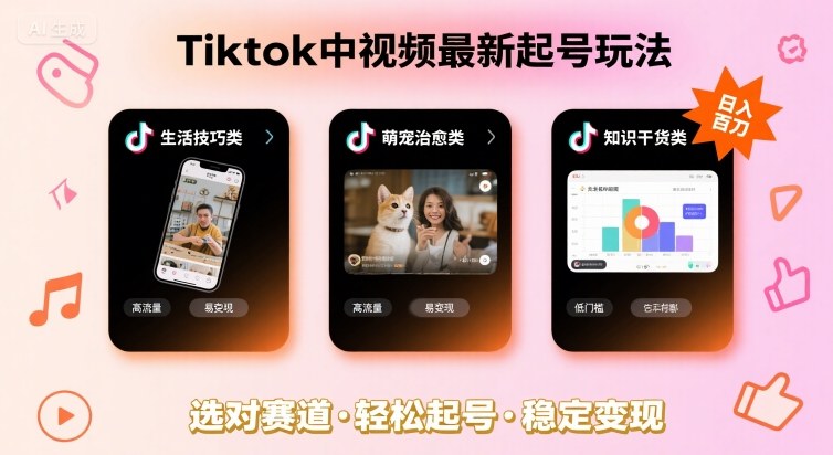 Tiktok中视频最新起号玩法，想要日入百刀，做好这几个赛道就可以了-董叔项目网