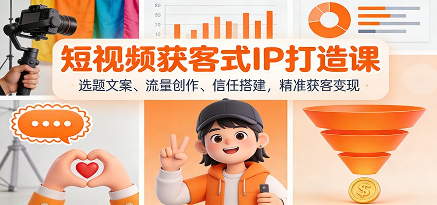 短视频获客式IP打造课：选题文案、流量创作、信任搭建，精准获客变现-董叔项目网