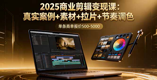 2025商业剪辑变现课：真实案例+素材+拉片+节奏调色，单条商单报价500-5000-董叔项目网