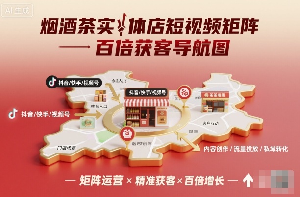 烟酒茶实体店短视频矩阵百倍获客导航图-董叔项目网