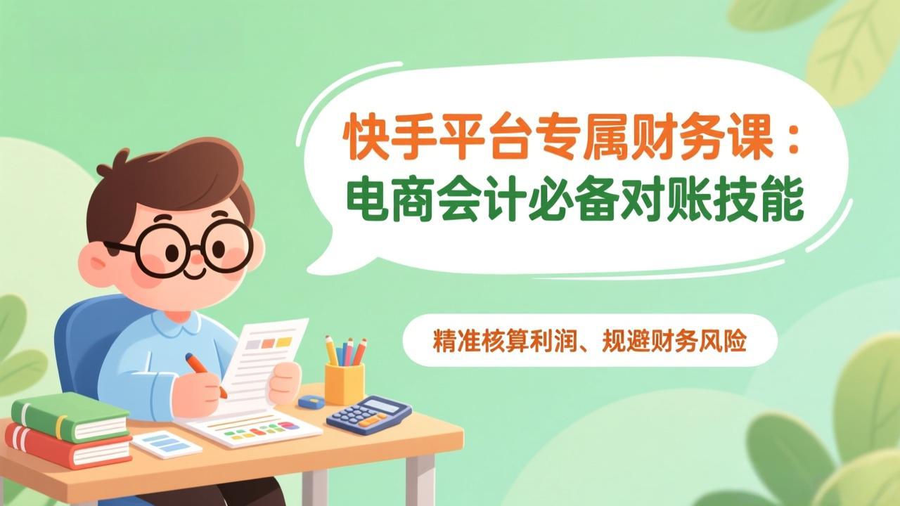 快手平台专属财务课：电商会计必备对账技能，精准核算利润、规避财务风险-董叔项目网