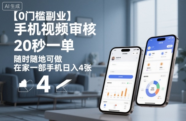 【0门槛副业】手机视频审核，20秒一单，随时随地可做，在家一部手机日入4张【揭秘】-董叔项目网