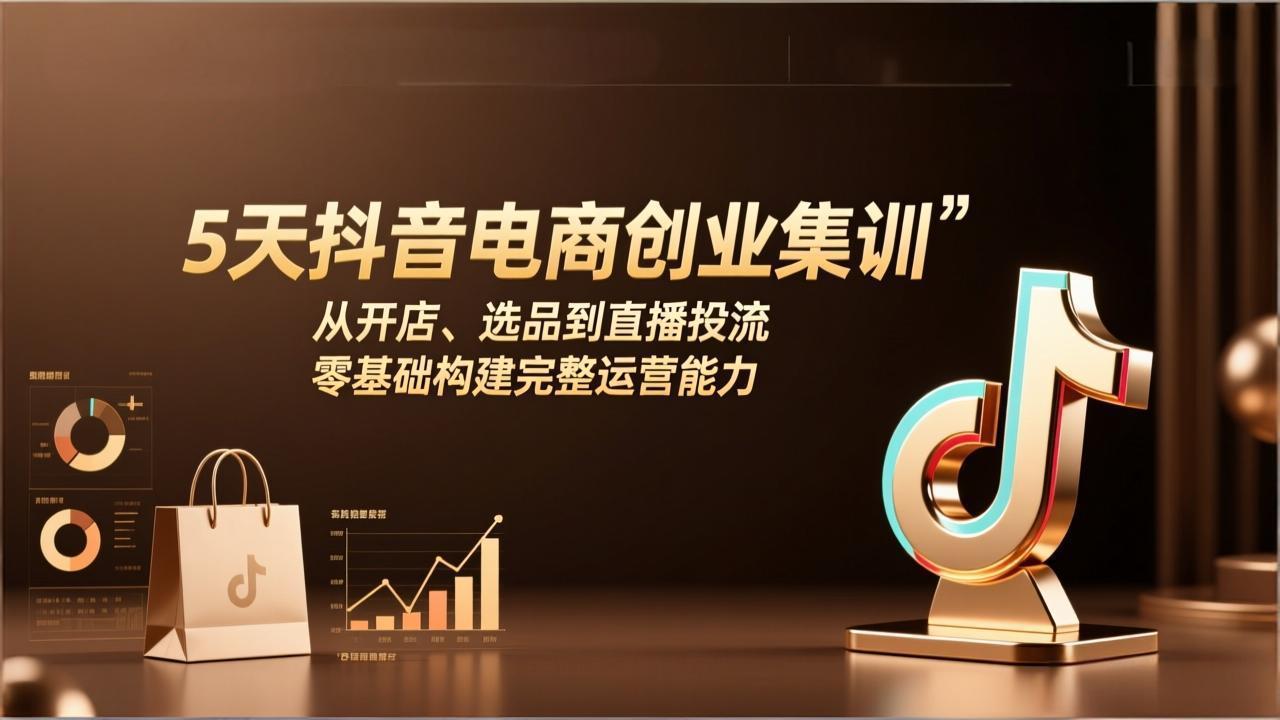 5天抖音电商创业集训：从开店、选品到直播投流，零基础构建完整运营能力-董叔项目网