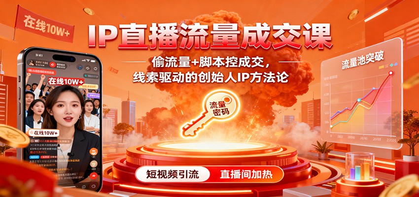 IP直播流量成交课:偷流量+脚本控成交,线索驱动的创始人IP方法论-董叔项目网