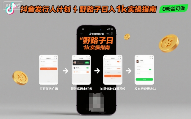 抖音发行人计划全新野路子玩法,随时随地,只要有手机,就能操作,日入1k+【揭秘】-董叔项目网