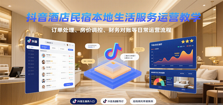 抖音酒店民宿本地生活服务运营教学，订单处理、房价调控、财务对账等日常运营流程-董叔项目网