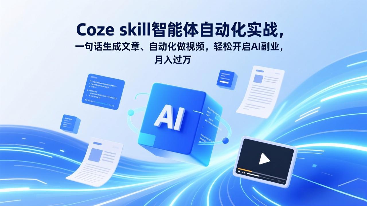 Coze skill智能体自动化实战,一句话生成文章、自动化做视频,轻松开启AI副业,月入过万-董叔项目网