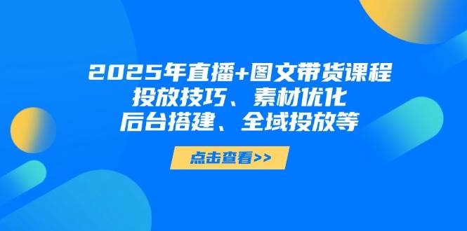 2025年短视频图文带货+直播带货:投放技巧、素材优化、后台搭建、全域投放等-董叔项目网