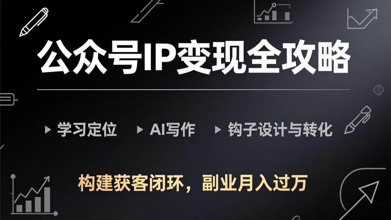 公众号IP变现全攻略-更新,学习定位、AI写作、钩子设计与转化,构建获客闭环,副业月入过万-董叔项目网