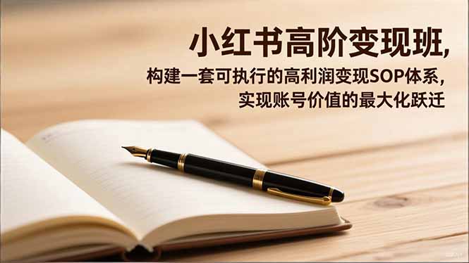 小红书高阶变现班,构建一套可执行的高利润变现SOP体系,实现账号价值的最大化跃迁-董叔项目网
