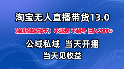 淘宝无人直播13.0，公域私域技术，不封号，不违规布局下半年旺季赛道，日入1K+(独家技术)【揭秘】-董叔项目网