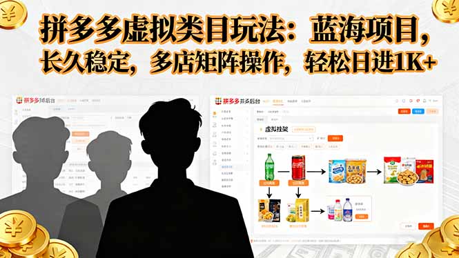 拼多多虚拟类目玩法,蓝海项目,长久稳定,多店矩阵操作,轻松日进1K+-董叔项目网