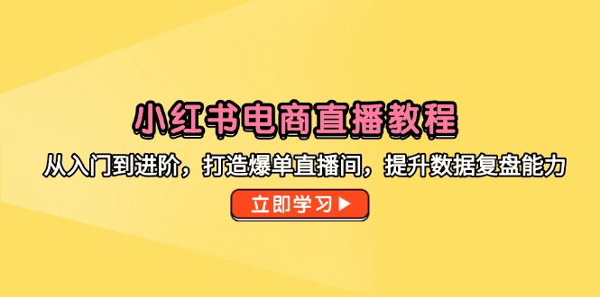 小红书电商直播教程，从入门到进阶，打造爆单直播间，提升数据复盘能力-董叔项目网