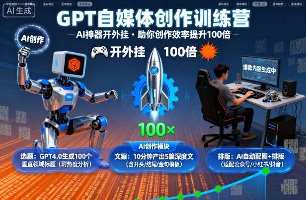 GPT自媒体创作训练营:AI神器开外挂,助你创作效率提升100倍-董叔项目网