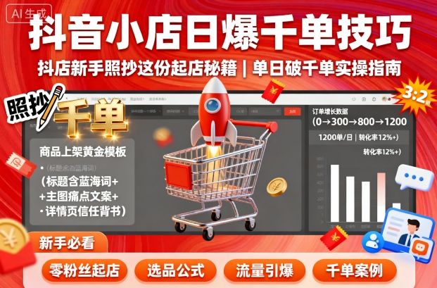 抖音小店日爆千单技巧，抖店新手照抄这份起店秘籍，单日破千单-董叔项目网