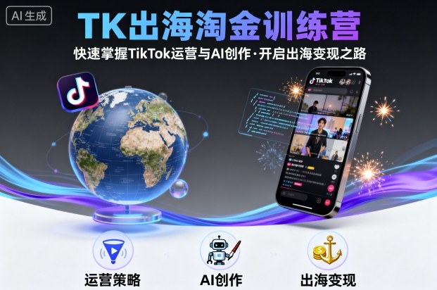 TK出海淘金训练营，助你快速掌握TikTok运营与AI创作，开启出海变现之路-董叔项目网