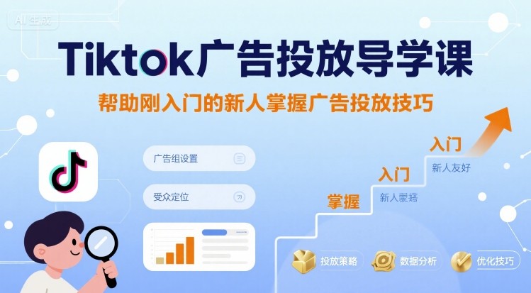 Tiktok广告投放导学课，帮助刚入门的新人掌握广告投放技巧-董叔项目网